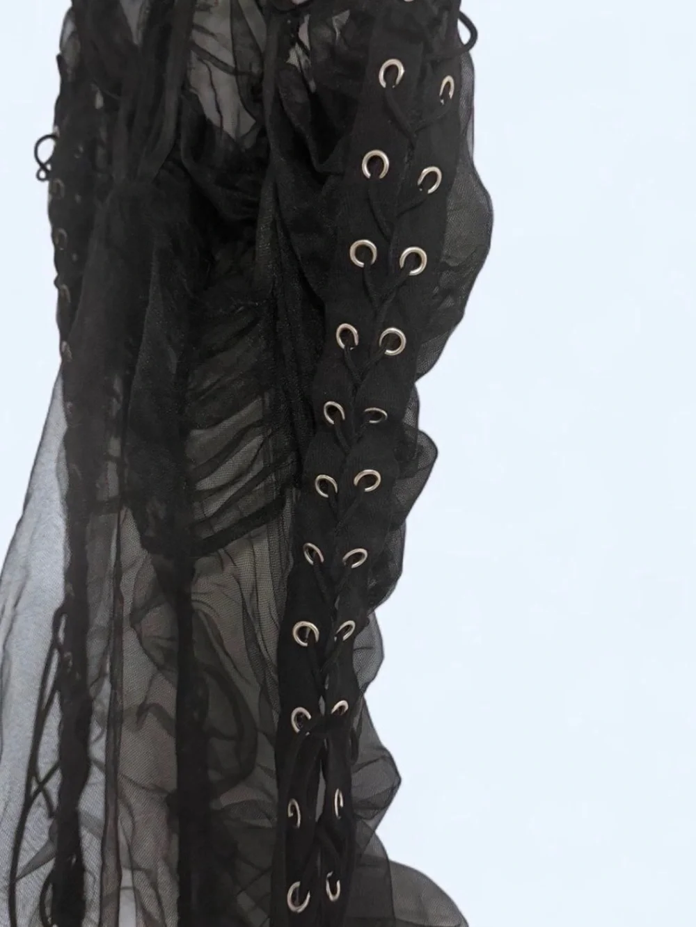 Dress Sheer Black Lace-Up Maxi Dress corset mesh Halloween lingerie sexy large
